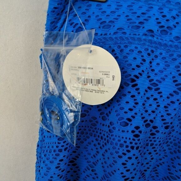 STYLUS Womens Swimsuit Top Size XS Blue Halter Ta - Picture 2 of 4